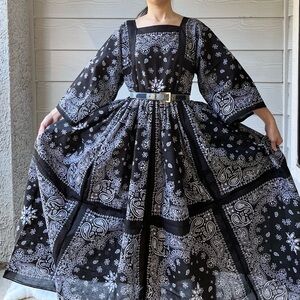 Handmade Bandana Maxi Dress in Black